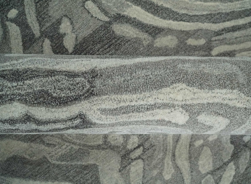 Abstract Modern Hand Tufted 2x3, 3x5, 5x8, 6x9, 8x10 and 9x12 Woolen Beige, Silver and Gray Area Rug | MIR3