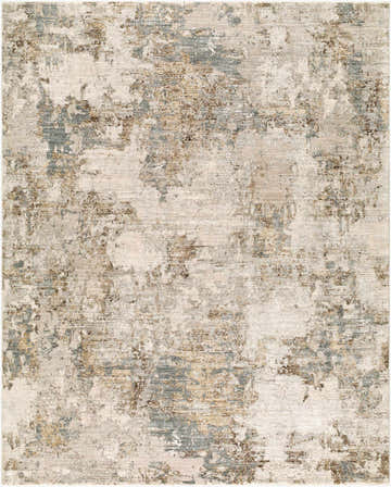 Close-up of the Faunia Area Rug featuring a contemporary abstract design in charcoal, light brown, gray, and taupe. Design-Rectangle-710102