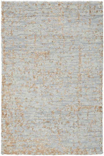 Close-up of the Nourison Luna Blue Mocha Rug. Features a textured, abstract pattern in light blue and mocha tones.
