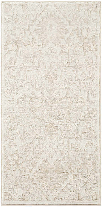 Close-up of the Nourison Dekor Ivory Vintage Indoor Area Rug, showcasing its high pile texture and chestnut-toned vintage design.
