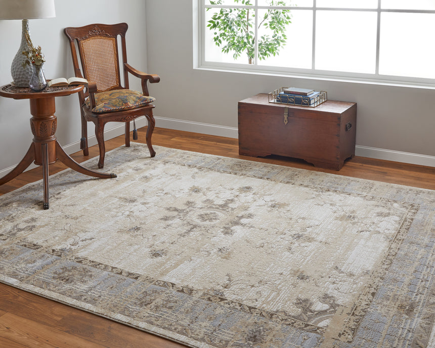 Feizy Celene Traditional Bordered - Tan/Brown/Gray Area Rug