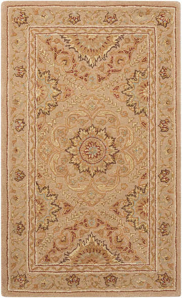 Close-up of the Nourison 3000 Beige Persian Indoor Area Rug, showcasing its intricate floral design and soft, neutral colors.