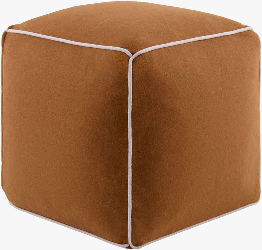 Lusaa Tan Wool Pouf Ottoman