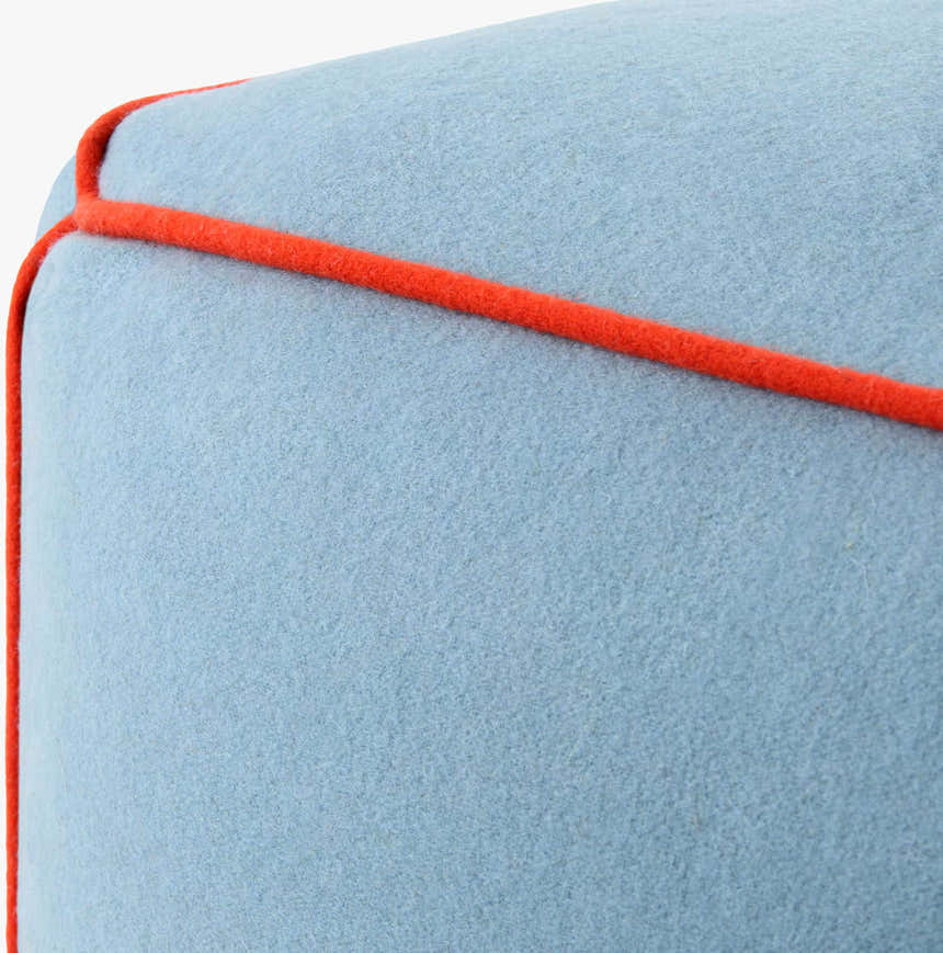 Bevuo Blue Wool Pouf Ottoman