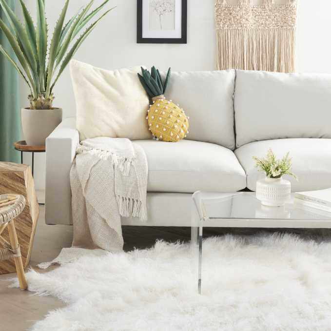 Mina Victory Plush Pineapple Yellow Indoor Throw Pillow - Clearance
