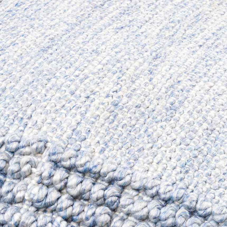 Aerin Pale Blue Linear Pattern Modern Recycled PET Yarn Outdoor Accent Pillow - Clearance