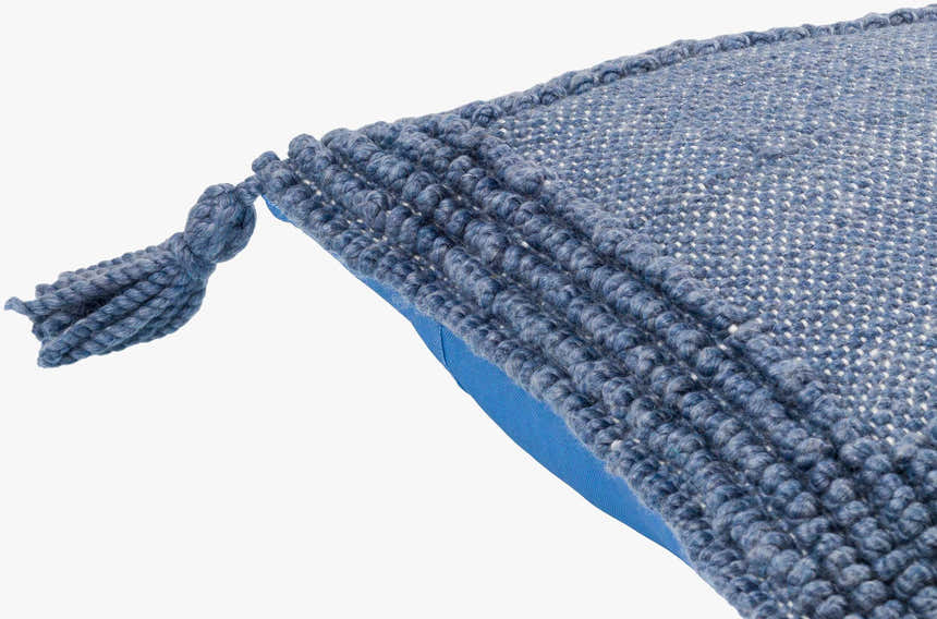 Navix Dark Blue Linear Pattern Modern Recycled PET Yarn Outdoor Accent Pillow - Clearance