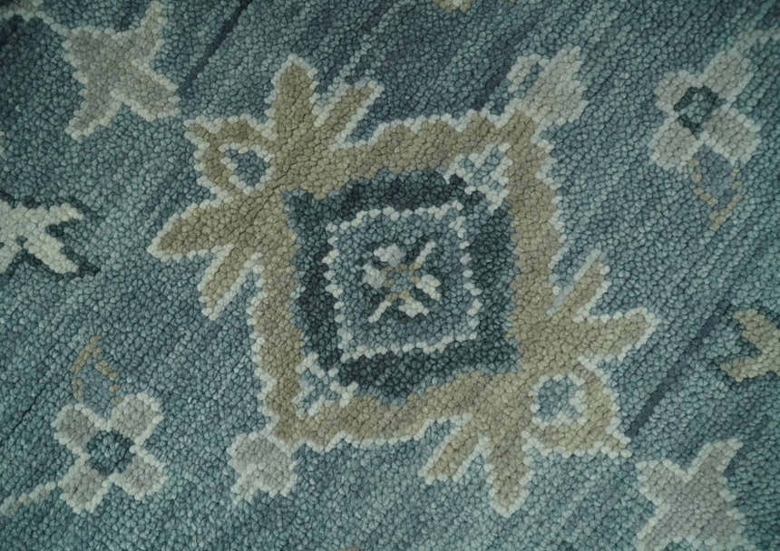 Antique Hand Knotted Oushak Gray and Silver Traditional wool Area Rug