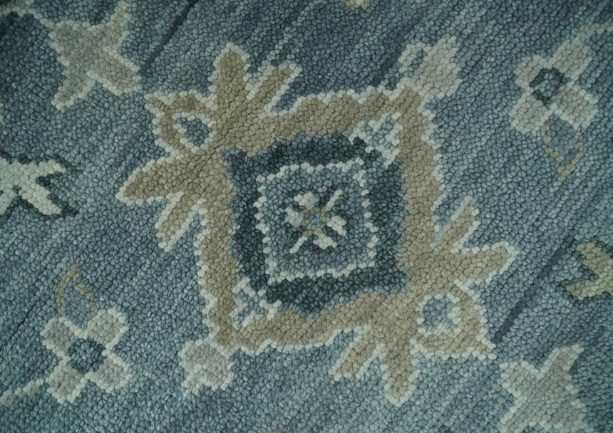 Antique Hand Knotted Oushak Gray and Silver Traditional wool Area Rug