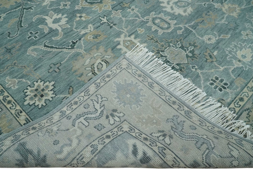 Antique Hand Knotted Oushak Gray and Silver Traditional wool Area Rug