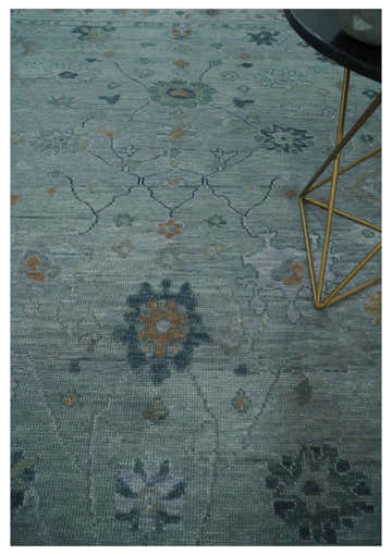 Antique Hand Knotted Charcoal and Gray Traditional Oushak wool Area Rug