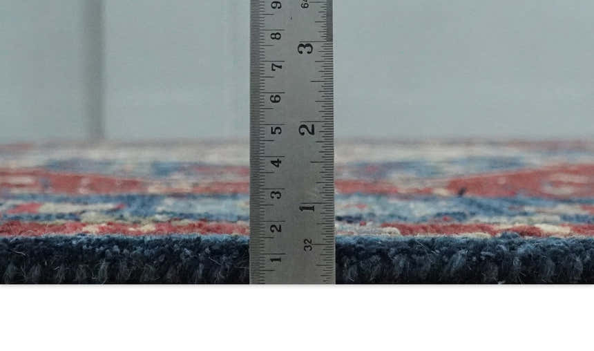 Antique look Maroon and Blue Hand Tufted Traditional Heriz Medallion Multi Size wool Area Rug