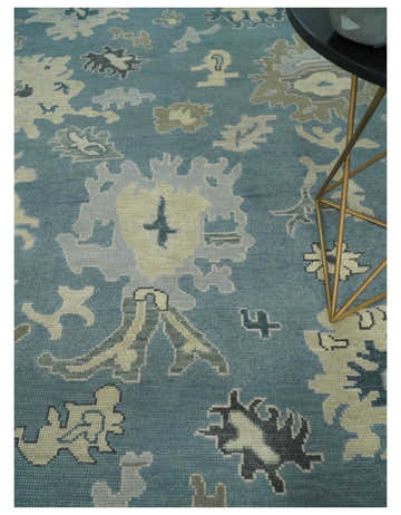 Antique Blue and Beige Multi size Hand Knotted Traditional Oushak Wool Area Rug