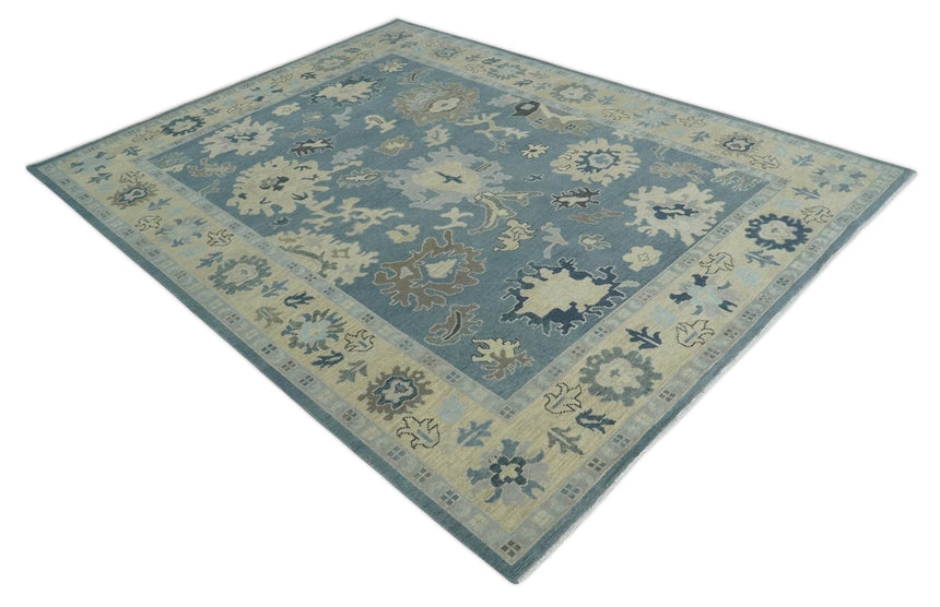 Antique Blue and Beige Multi size Hand Knotted Traditional Oushak Wool Area Rug