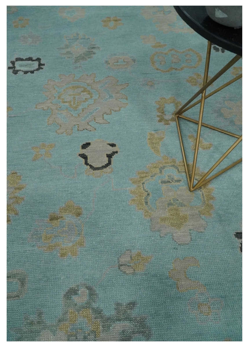 Antique Blue Charcoal Hand knotted Traditional Multi Size Oushak Wool Area Rug