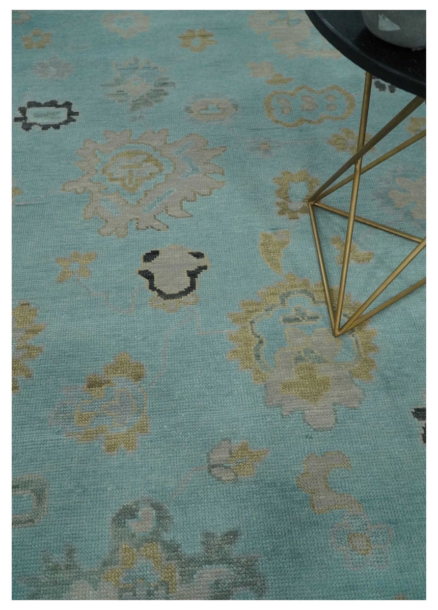 Antique Blue Charcoal Hand knotted Traditional Multi Size Oushak Wool Area Rug