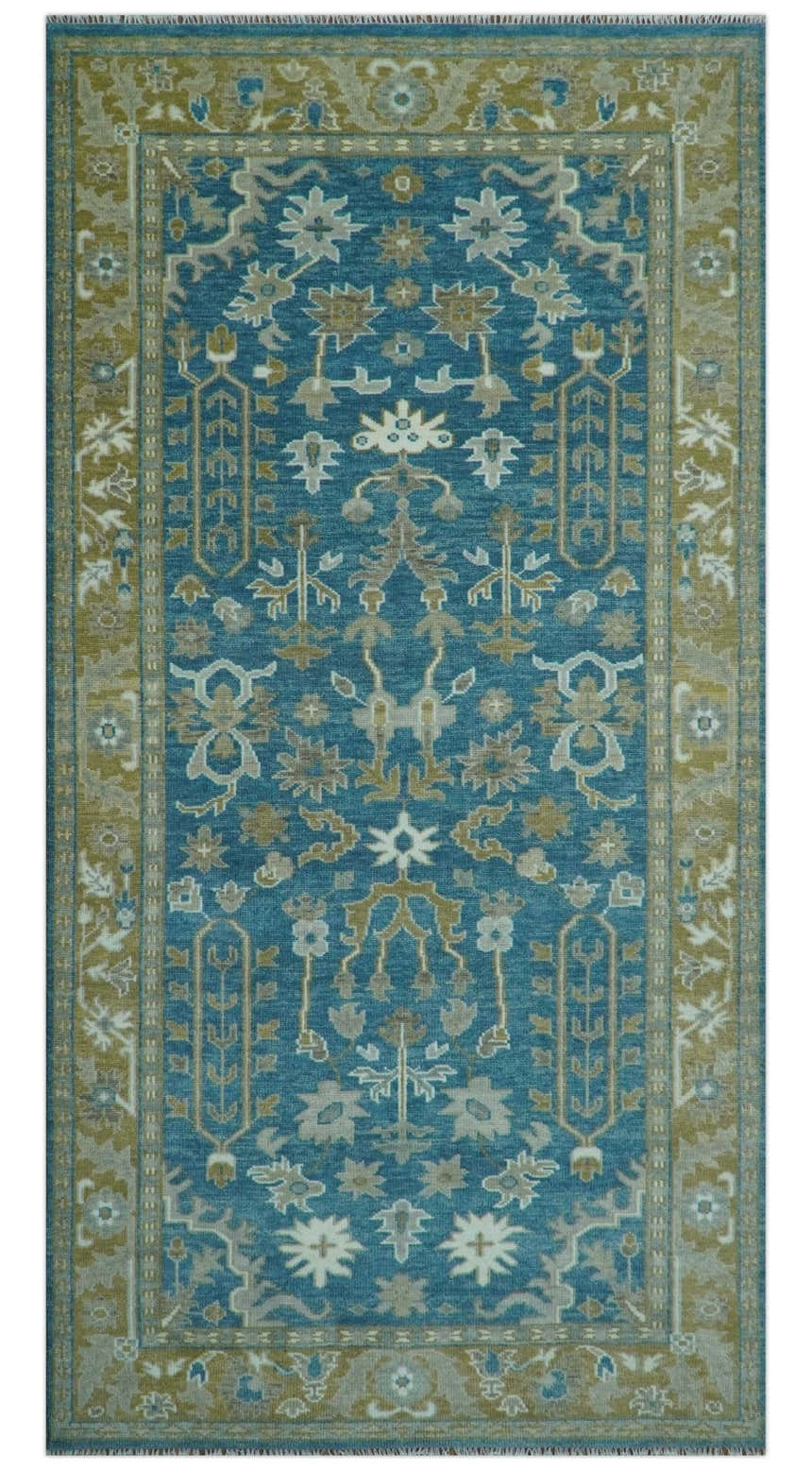 Antique Blue and Brown Persian Oushak Multi Size wool Area Rug