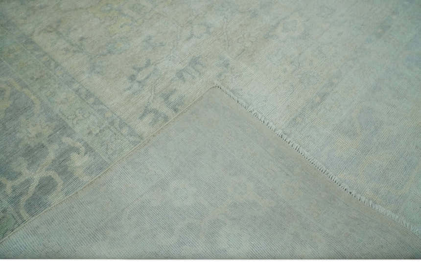 Antique Finish Silver, Gray and Charcoal Hand Knotted Oriental Oushak 8x10 wool Area Rug