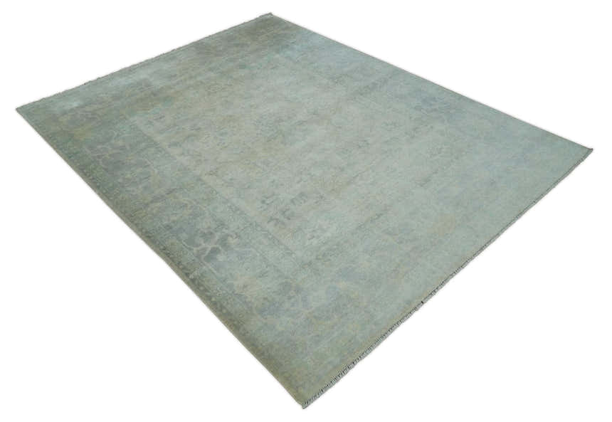 Antique Finish Silver, Gray and Charcoal Hand Knotted Oriental Oushak 8x10 wool Area Rug