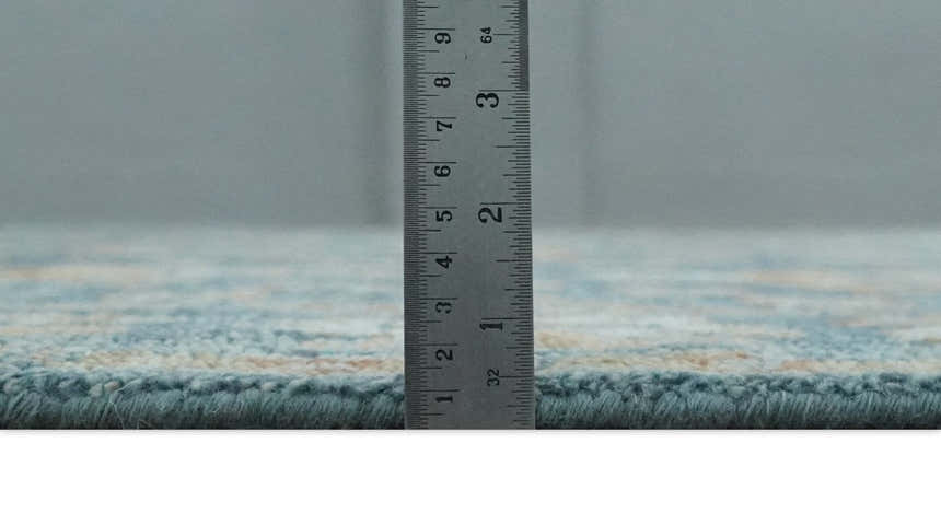 Custom Made Antique Hand Knotted Blue and Beige Traditional Oushak Wool Area Rug