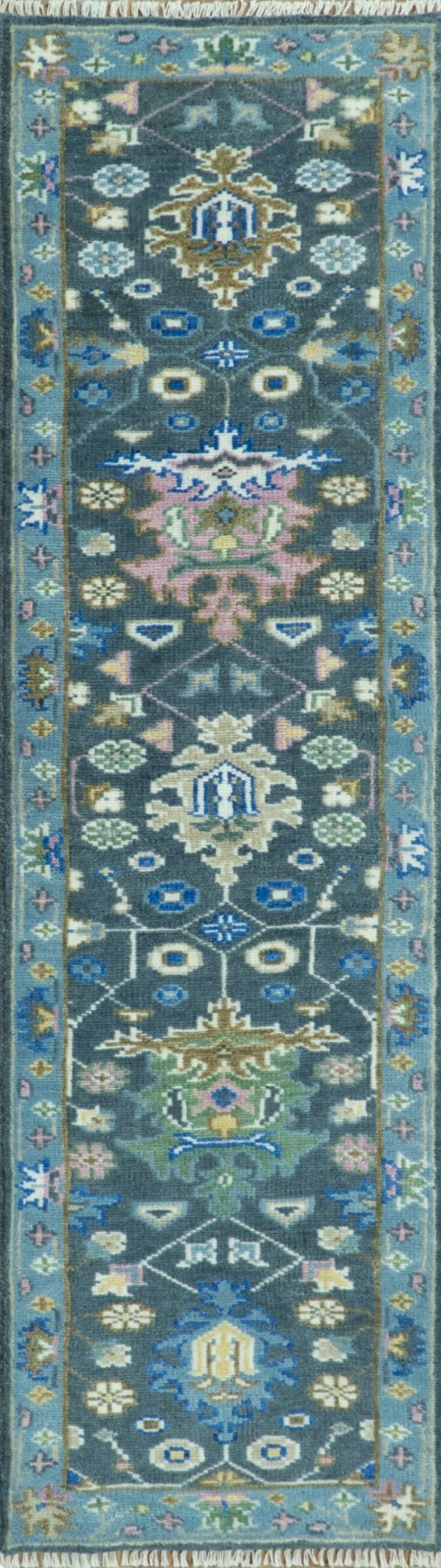 Antique Hand Knotted Green Moss and Blue Traditional Turkish Vintage Oushak Custom Made Wool Area Rug