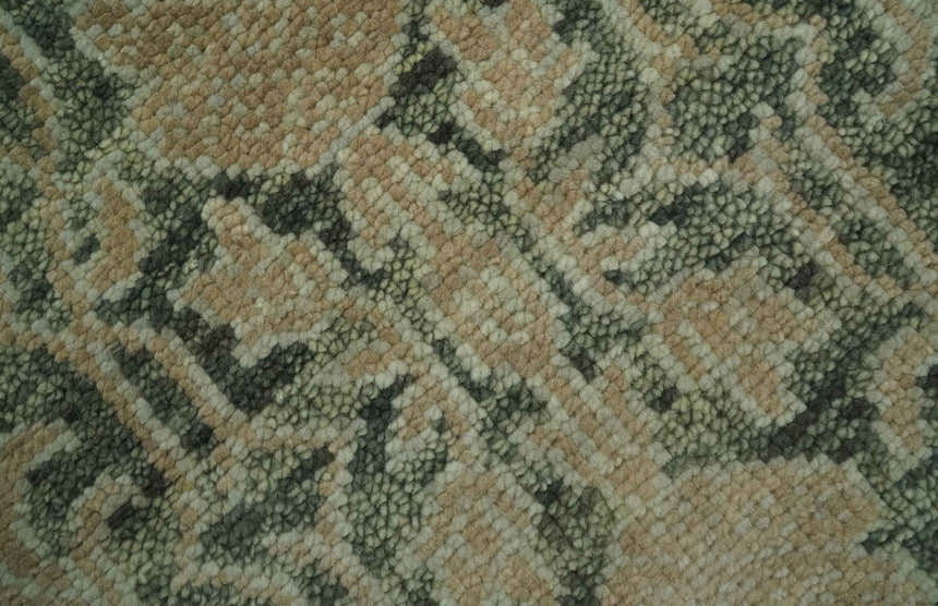 Antique look vintage style Green, Beige and Brown traditional Hand Knotted Multi Size wool rug