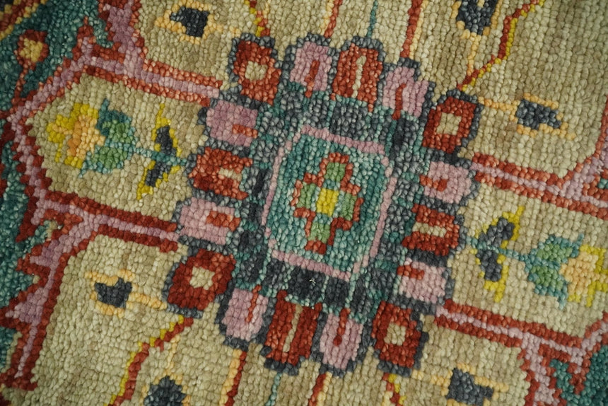 Antique Moss Green and Pink Traditional Multi Size Wool Area Rug