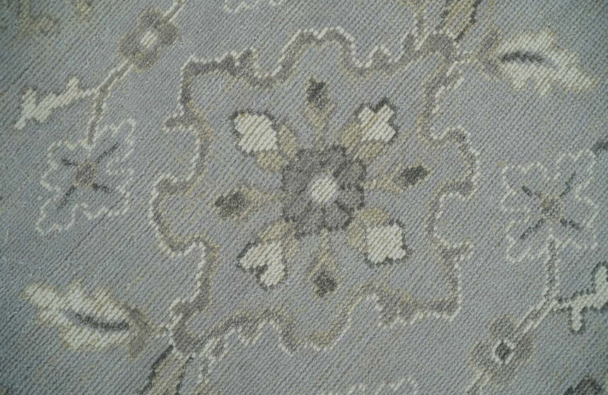 Antique Muted Silver Rug 8x11 Hand Knotted Turkish Silver, Beige and Brown Traditional Antique Persian Low Pile Area Rug