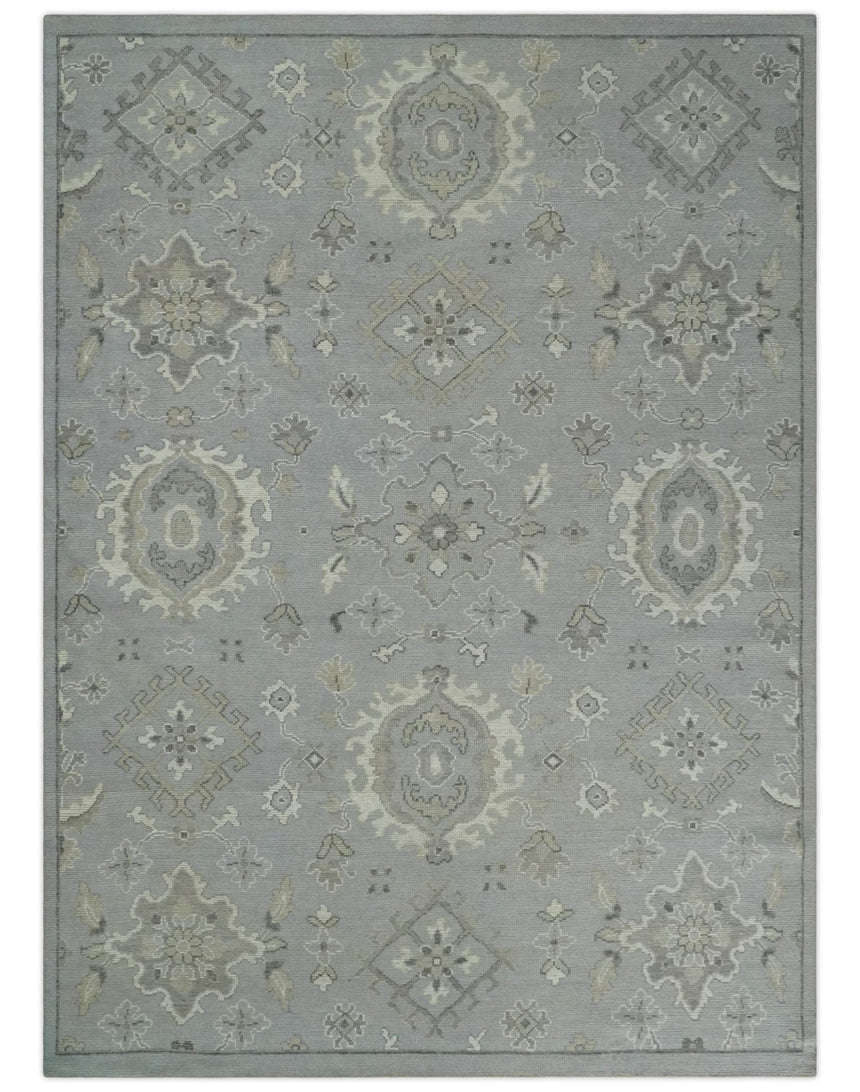 Antique Style Pastel Silver, Beige and Gray Low Pile Multi Size Oushak wool Area Rug