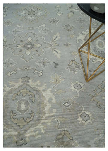 Antique Style Pastel Silver, Beige and Gray Low Pile Multi Size Oushak wool Area Rug