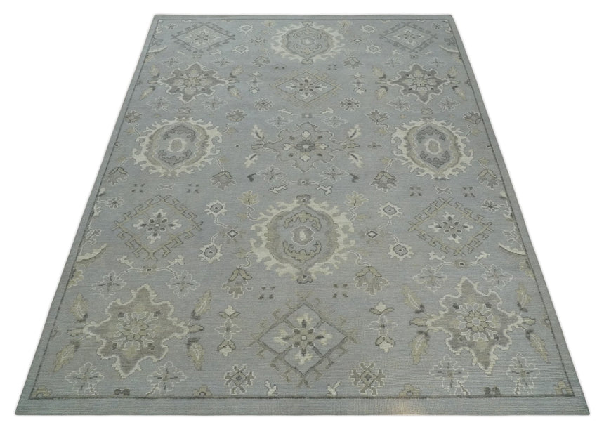 Antique Style Pastel Silver, Beige and Gray Low Pile Multi Size Oushak wool Area Rug