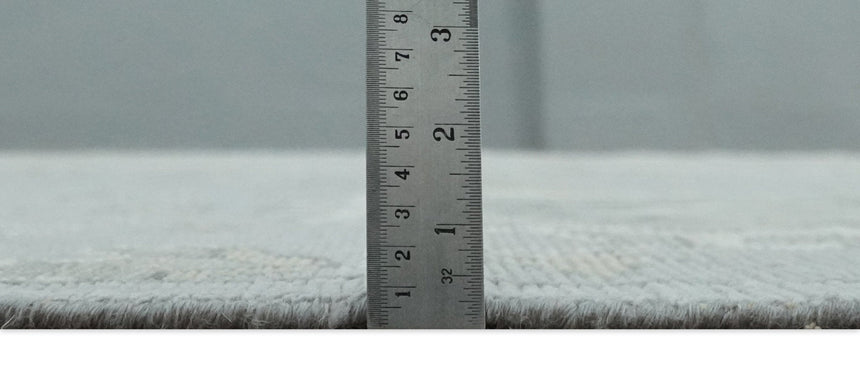 Antique Style Pastel Silver, Beige and Gray Low Pile Multi Size Oushak wool Area Rug