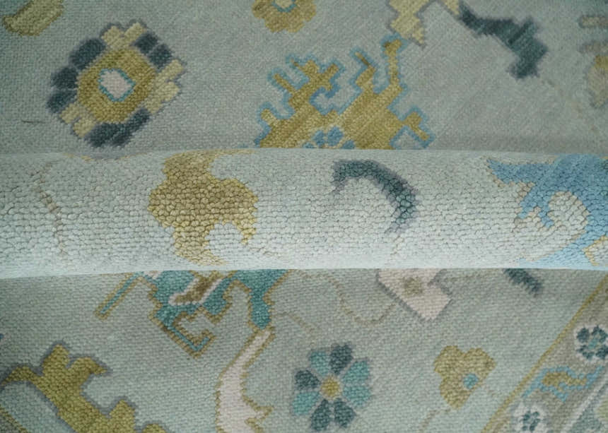 Antique Silver and Gold Vibrant Colorful Hand knotted Oushak wool Area Rug