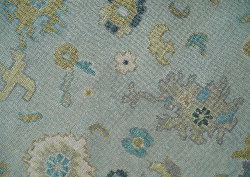 Antique Silver and Gold Vibrant Colorful Hand knotted Oushak wool Area Rug