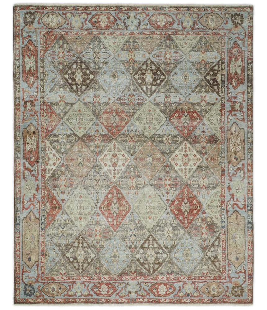 Antique look Tribal Garden Rug Hand Knotted Distressed finished oxidized Multi size wool Area Rug