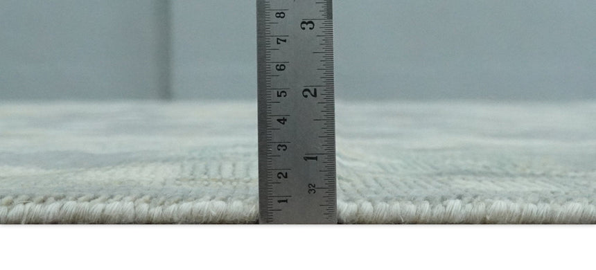 Antique Silver Hand Knotted Oushak Wool Area Rug