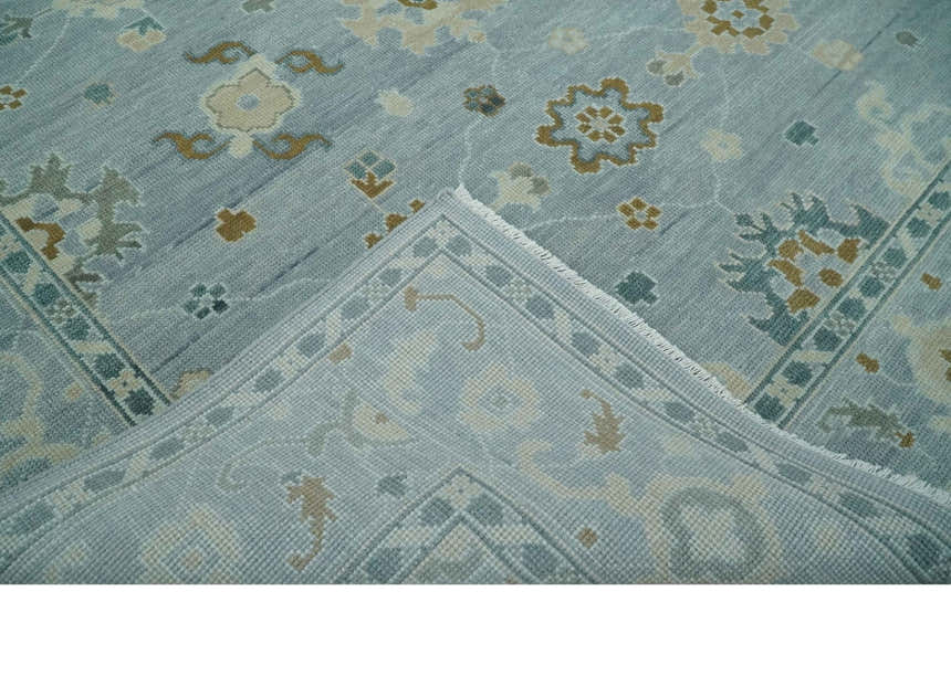 Antique Silver Multi Size Hand Knotted Turkish Style Oushak Traditional Area Rug, Living Room Rug