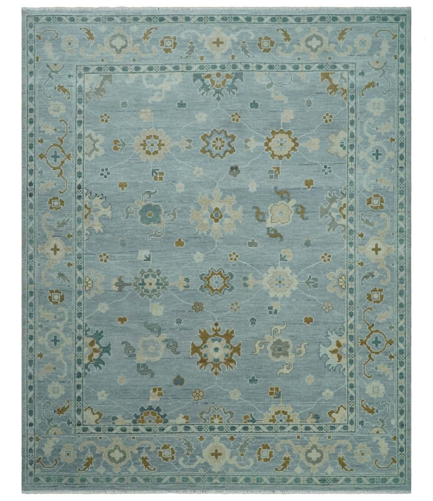 Antique Silver Multi Size Hand Knotted Turkish Style Oushak Traditional Area Rug, Living Room Rug