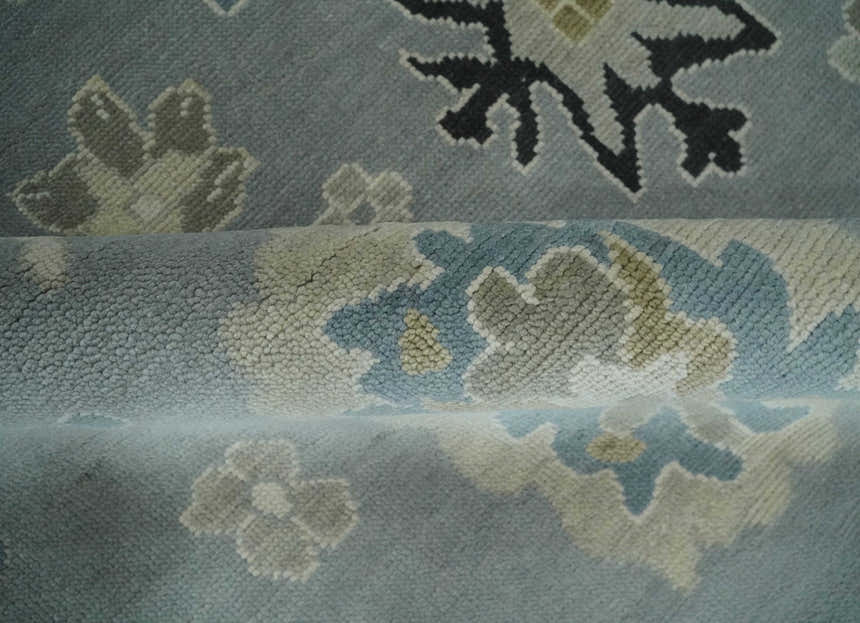 Custom Made Antique look Silver, Beige Hand Knotted Traditional Oushak Wool Area Rug