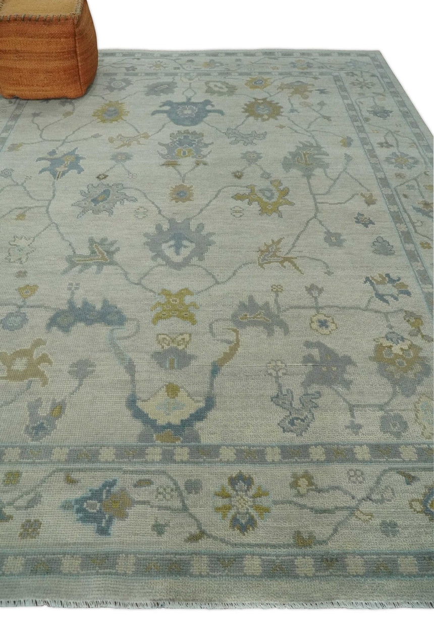 Antique Silver Hand knotted Traditional Multi Size Oushak Wool area Rug