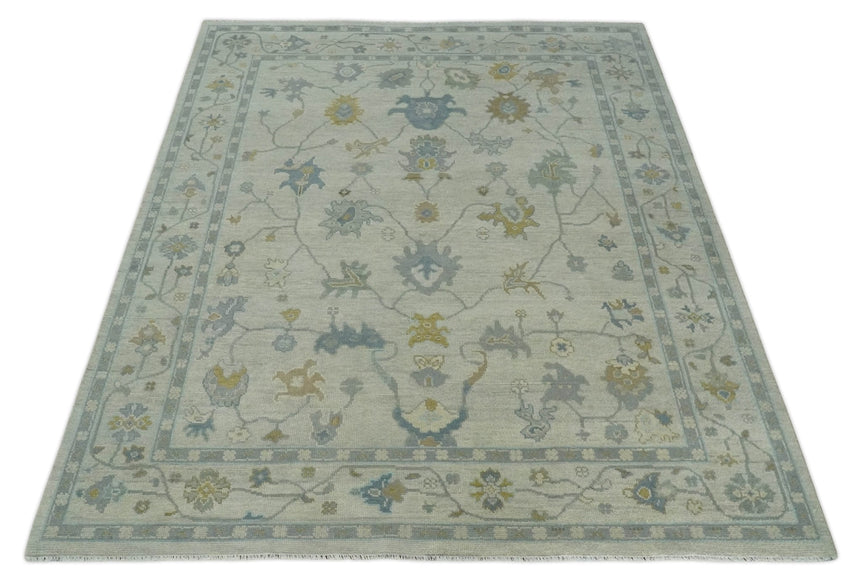 Antique Silver Hand knotted Traditional Multi Size Oushak Wool area Rug