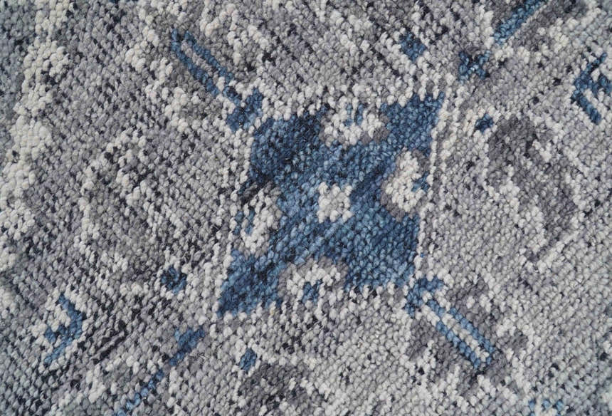 Antique Style Hand Knotted Traditional Blue and Gray Wool Area Rug