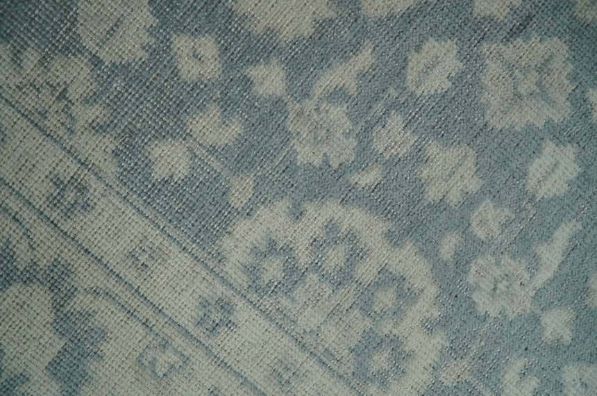 Antique Style Ivory and Charcoal Hand Knotted Traditional Oushak 2x4 wool Bedside Rug