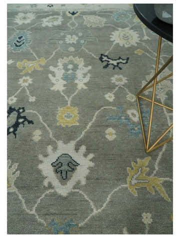 Antique look Taupe Silver and Beige Traditional Oushak Custom Made Wool Area Rug