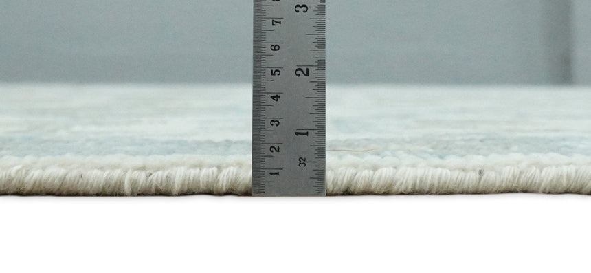 Ivory, Blue and Beige Hand knotted Traditional Large Design Multi Size wool Area Rug