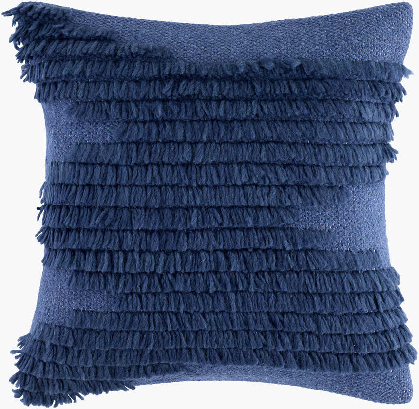 Navy Blue Modern Accent Pillow with cotton details for sofa bed or accent chair