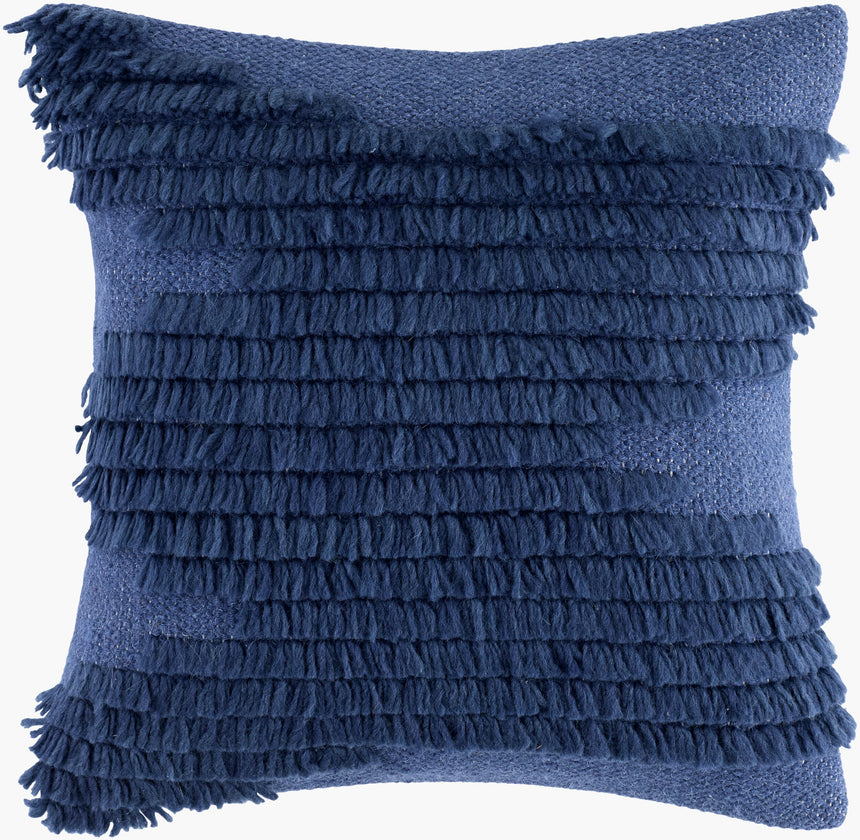 Navy Blue Modern Accent Pillow with cotton details for sofa bed or accent chair