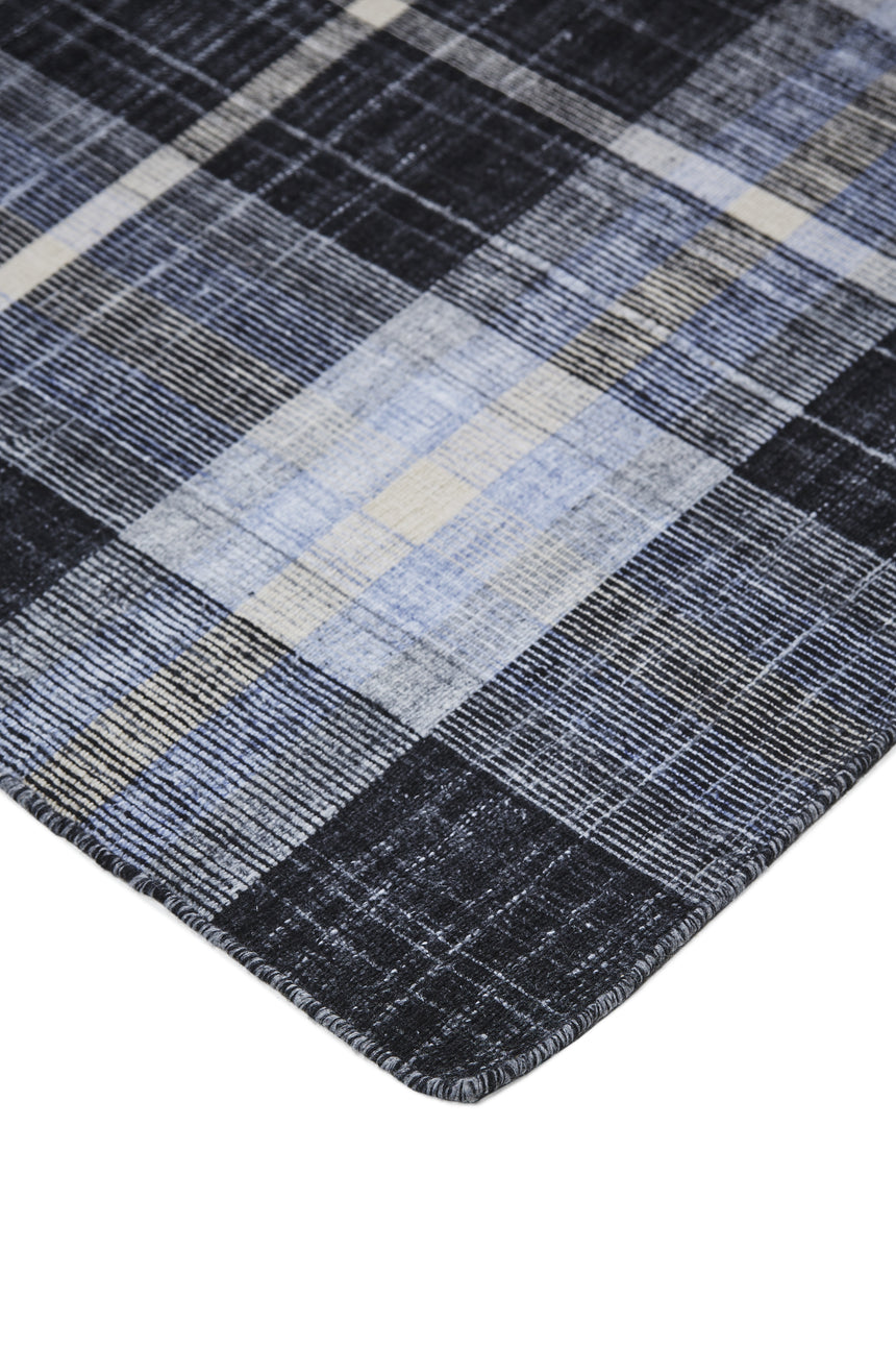 Feizy Crosby Transitional Plaid - Black/Blue/White Area Rug - Clearance