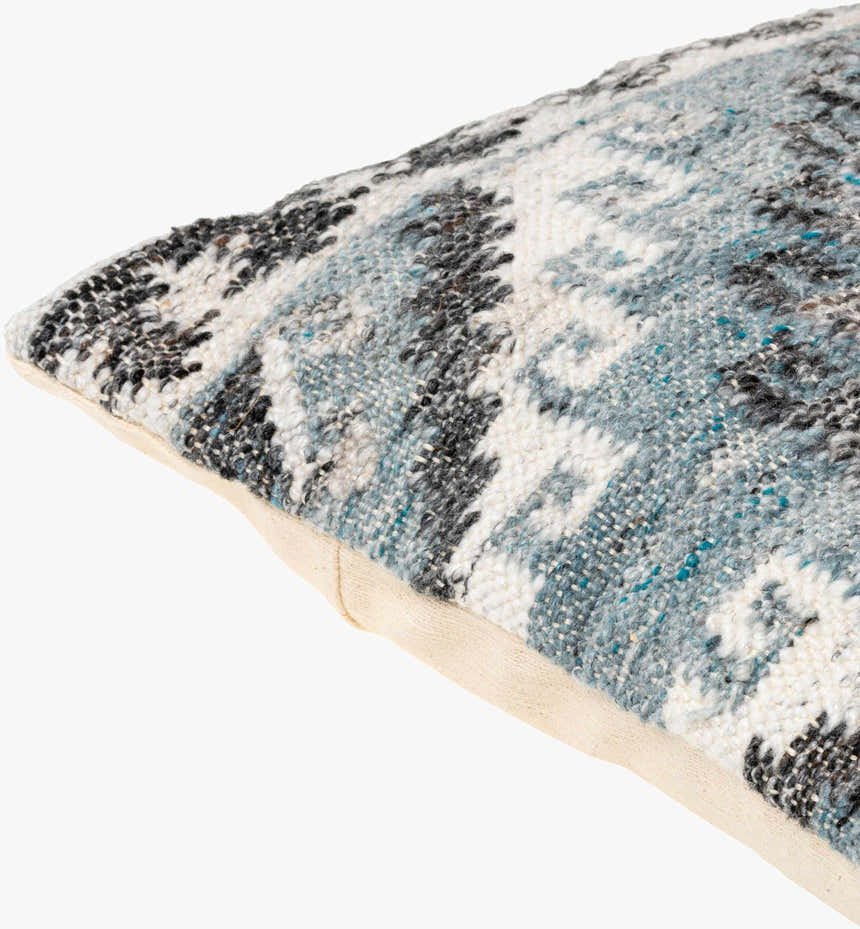 Ravnek Dusty Blue Geometric Southwest Recycled PET Yarn Accent Pillow - Clearance