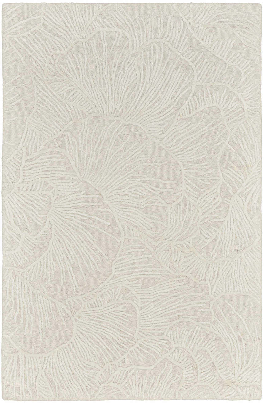 Close-up of the Nourison Avra Ivory rug showing its textured, abstract, chestnut-colored botanical pattern.